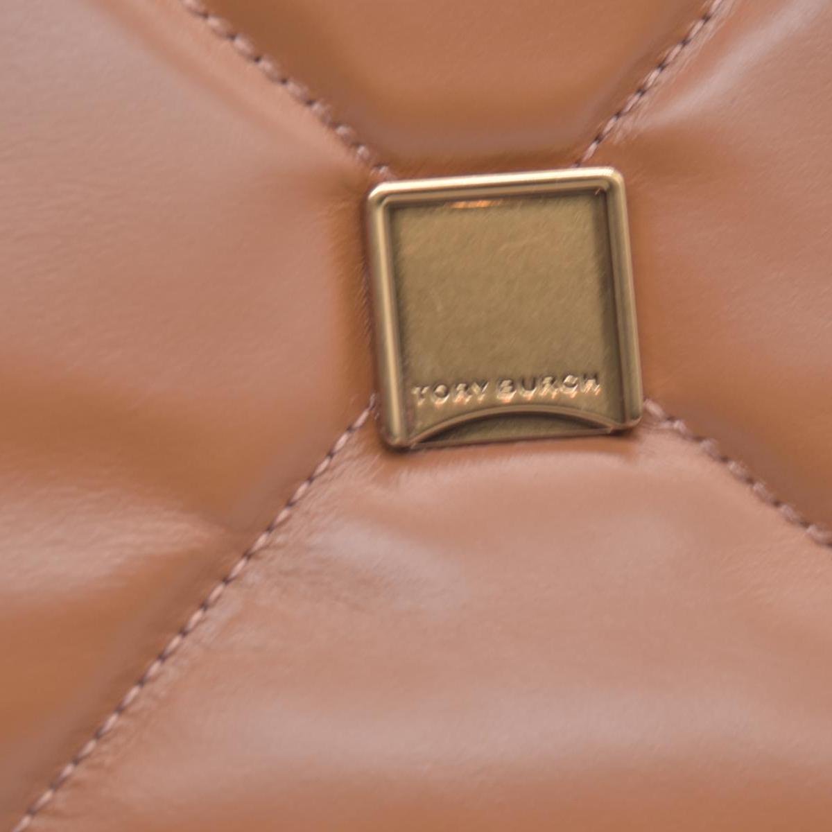 $528 TORY BURCH Fleming Soft Convertible Puffed Quilted Shoulder Bag Cognac Brown CONSIGNMENT 10021508