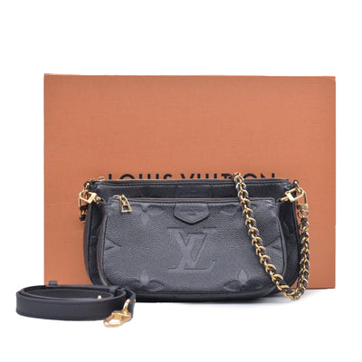 $3200 Louis Vuitton Empreinte Monogram Giant Multi Pochette Accessories Black