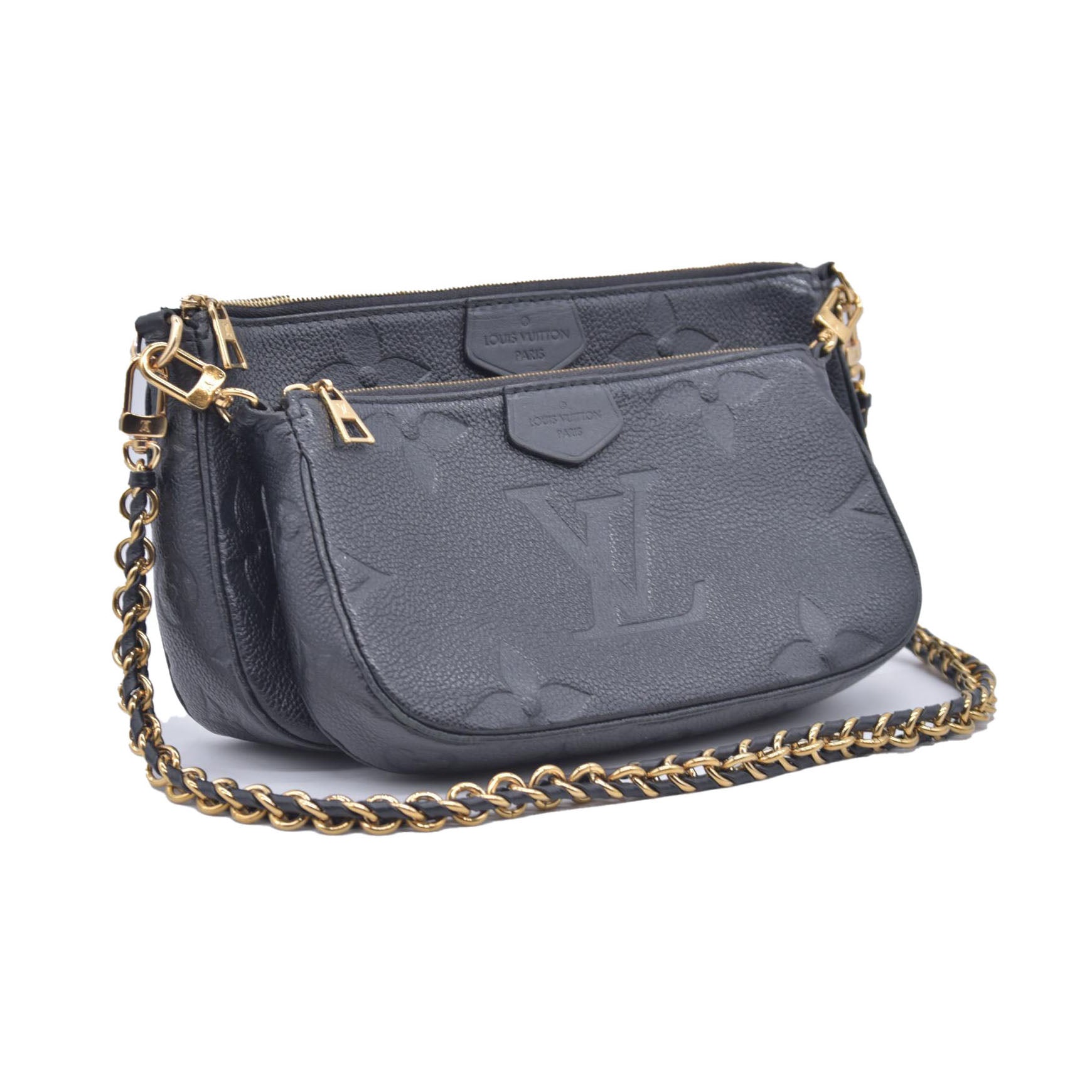 $3200 Louis Vuitton Empreinte Monogram Giant Multi Pochette Accessories Black