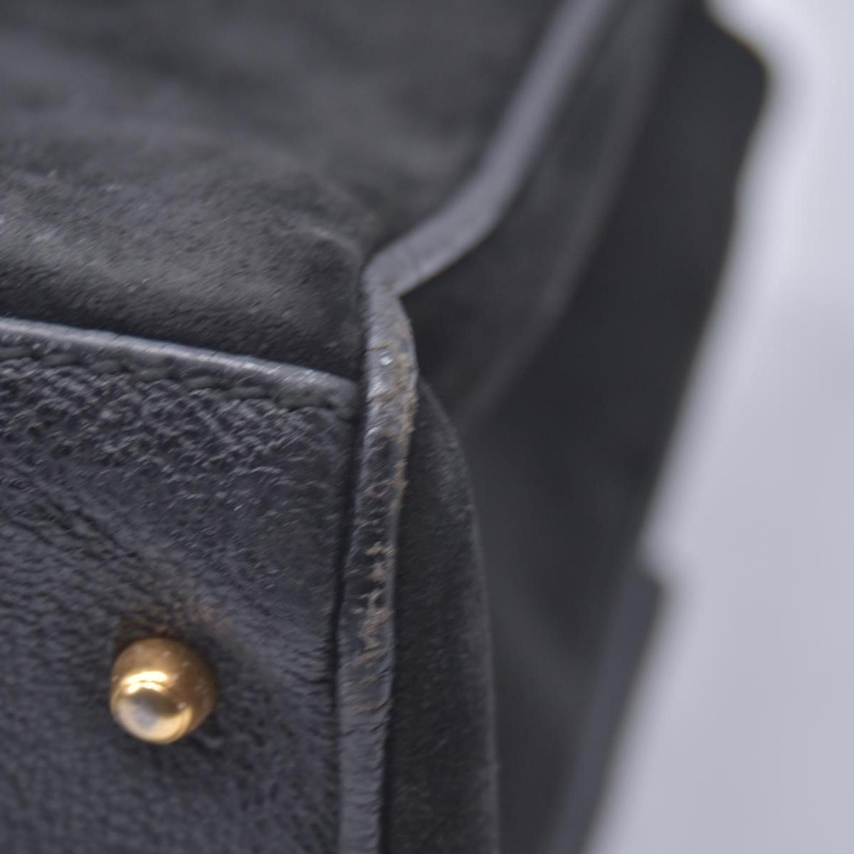 $1850 GUCCI Vintage Black Suede Leather Bamboo Top Handle Bag CONSIGNMENT 10021506
