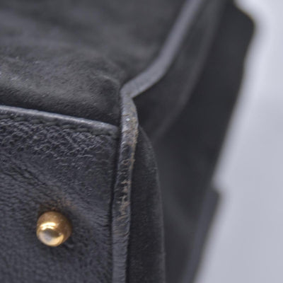 $1850 GUCCI Vintage Black Suede Leather Bamboo Top Handle Bag CONSIGNMENT 10021506