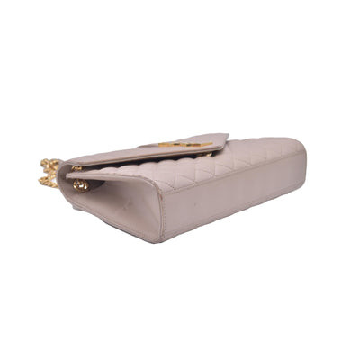 $3300 Saint Laurent Grain De Poudre Textured Mixed Matelasse Medium Triquilt Monogram Satchel Beige