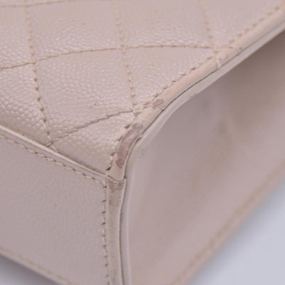 $3300 Saint Laurent Grain De Poudre Textured Mixed Matelasse Medium Triquilt Monogram Satchel Beige