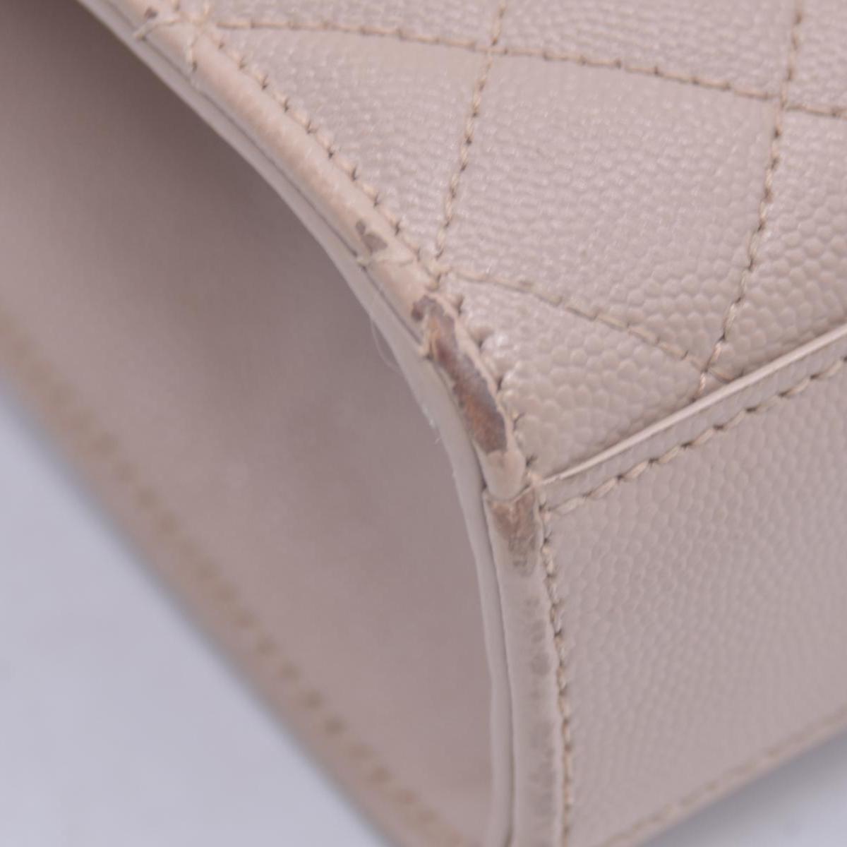 $3300 Saint Laurent Grain De Poudre Textured Mixed Matelasse Medium Triquilt Monogram Satchel Beige