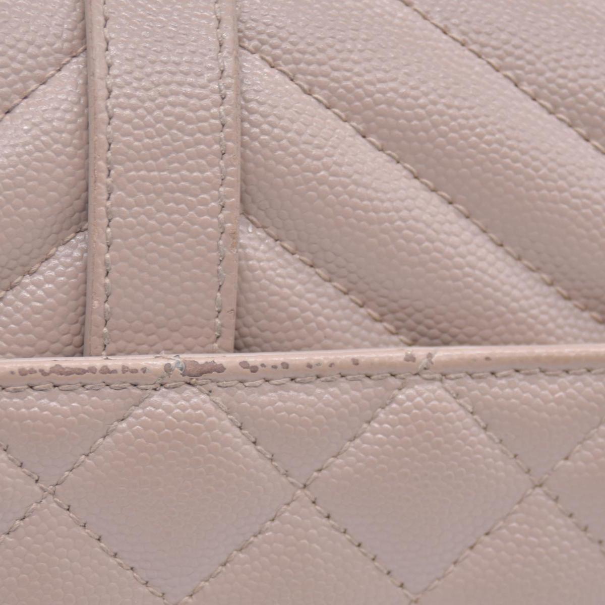 $3300 Saint Laurent Grain De Poudre Textured Mixed Matelasse Medium Triquilt Monogram Satchel Beige