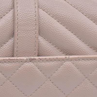 $3300 Saint Laurent Grain De Poudre Textured Mixed Matelasse Medium Triquilt Monogram Satchel Beige