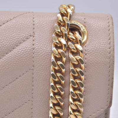 $3300 Saint Laurent Grain De Poudre Textured Mixed Matelasse Medium Triquilt Monogram Satchel Beige