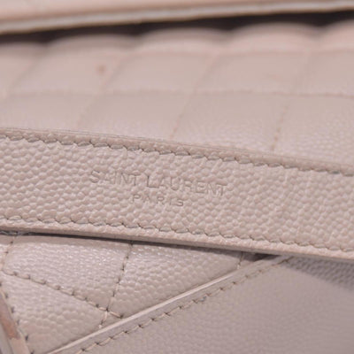 $3300 Saint Laurent Grain De Poudre Textured Mixed Matelasse Medium Triquilt Monogram Satchel Beige