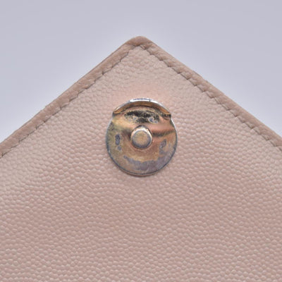 $3300 Saint Laurent Grain De Poudre Textured Mixed Matelasse Medium Triquilt Monogram Satchel Beige