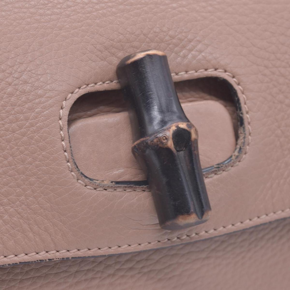 $1650 GUCCI Bamboo Daily Leather Top Handle Shoulder Bag Tan CONSIGNMENT 10021512