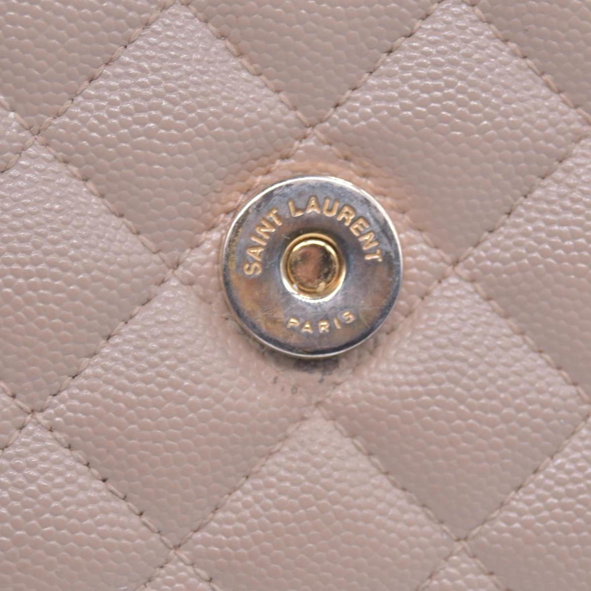 $3300 Saint Laurent Grain De Poudre Textured Mixed Matelasse Medium Triquilt Monogram Satchel Beige