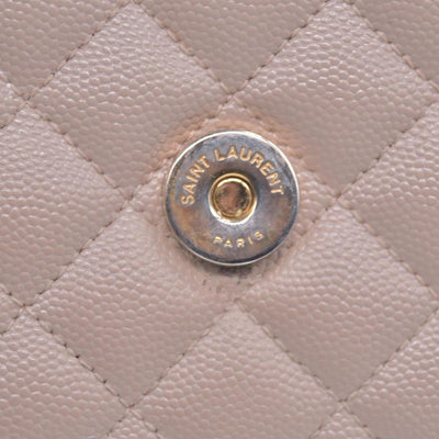 $3300 Saint Laurent Grain De Poudre Textured Mixed Matelasse Medium Triquilt Monogram Satchel Beige