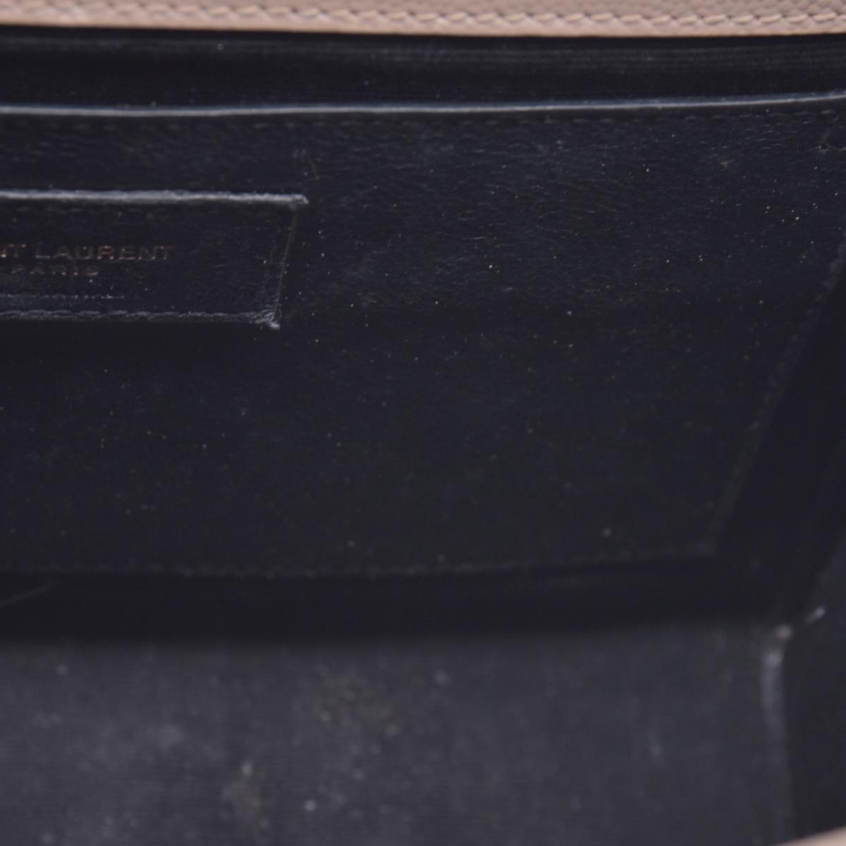 $3300 Saint Laurent Grain De Poudre Textured Mixed Matelasse Medium Triquilt Monogram Satchel Beige