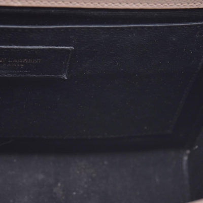 $3300 Saint Laurent Grain De Poudre Textured Mixed Matelasse Medium Triquilt Monogram Satchel Beige