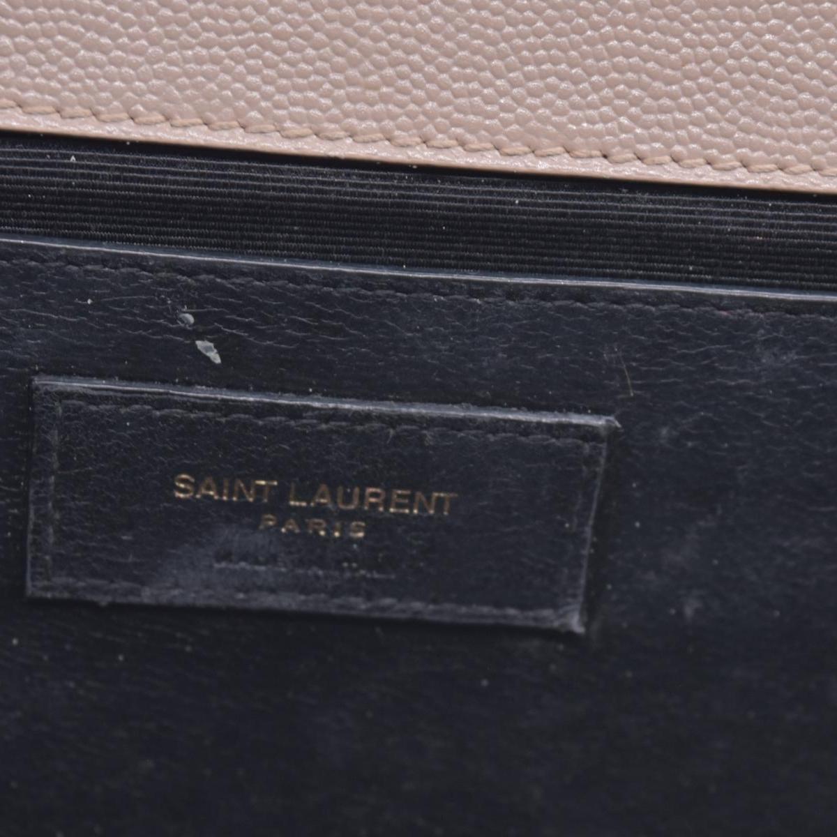$3300 Saint Laurent Grain De Poudre Textured Mixed Matelasse Medium Triquilt Monogram Satchel Beige