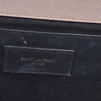 $3300 Saint Laurent Grain De Poudre Textured Mixed Matelasse Medium Triquilt Monogram Satchel Beige