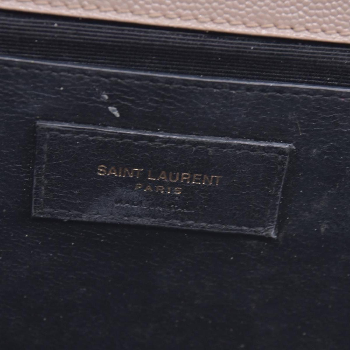 $3300 Saint Laurent Grain De Poudre Textured Mixed Matelasse Medium Triquilt Monogram Satchel Beige