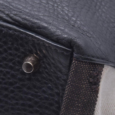 $1050 BURBERRY Grained Calfskin House Check Medium Ashby Hobo Bag Black CONSIGNMENT 10021513