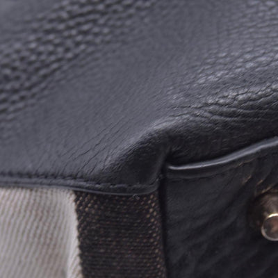 $1050 BURBERRY Grained Calfskin House Check Medium Ashby Hobo Bag Black CONSIGNMENT 10021513