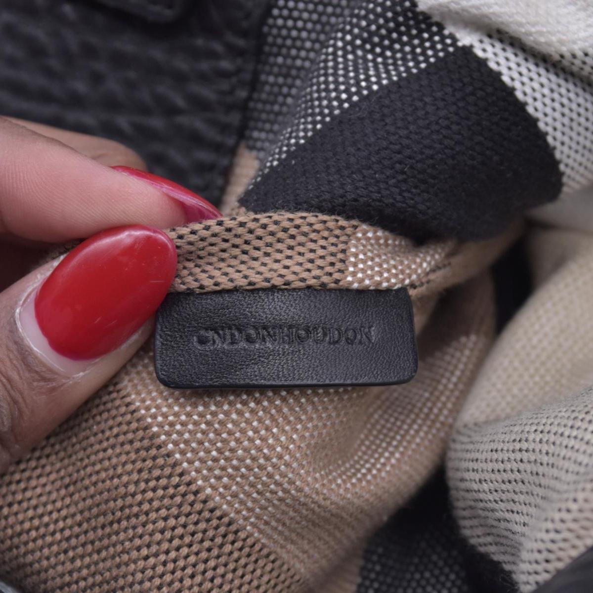 $1050 BURBERRY Grained Calfskin House Check Medium Ashby Hobo Bag Black CONSIGNMENT 10021513