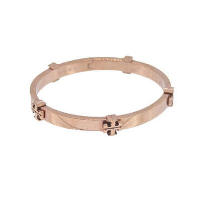 Tory Burch Raised Logo Hinge Bangle Bracelet Rose Gold CONSIGNMENT