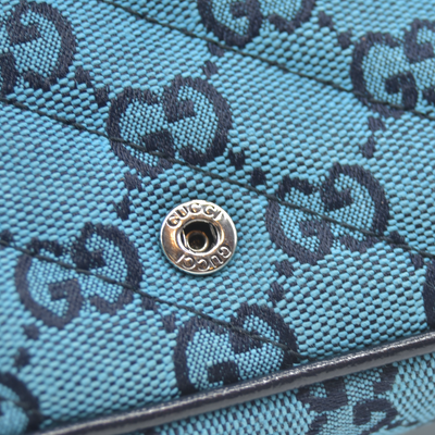 Gucci  Monogram Multicolor Matelasse Diagonal Super Mini GG Marmont Shoulder Bag Light Blue