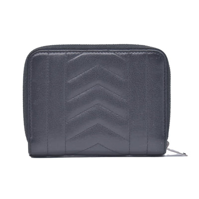 Saint Laurent Calfskin Matelasse Monogram Compact Zip Around Wallet Dark Grey CONSIGNMENT