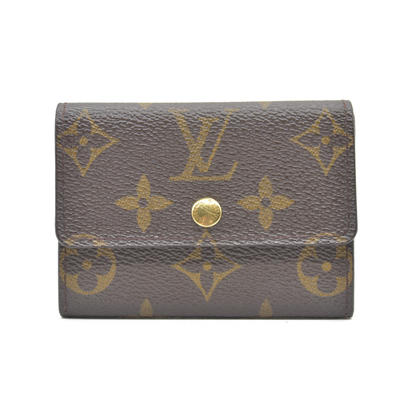 Louis Vuitton Monogram Porte Monnaie Plat Coin Purse Wallet Brown MI0011