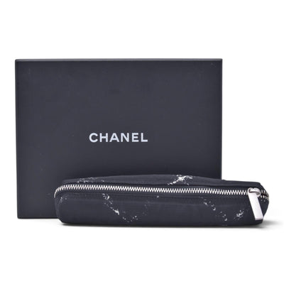 $480 CHANEL Old Travel Line Pencil Case Cosmetic Pouch Black White CONSIGNMENT 10021626