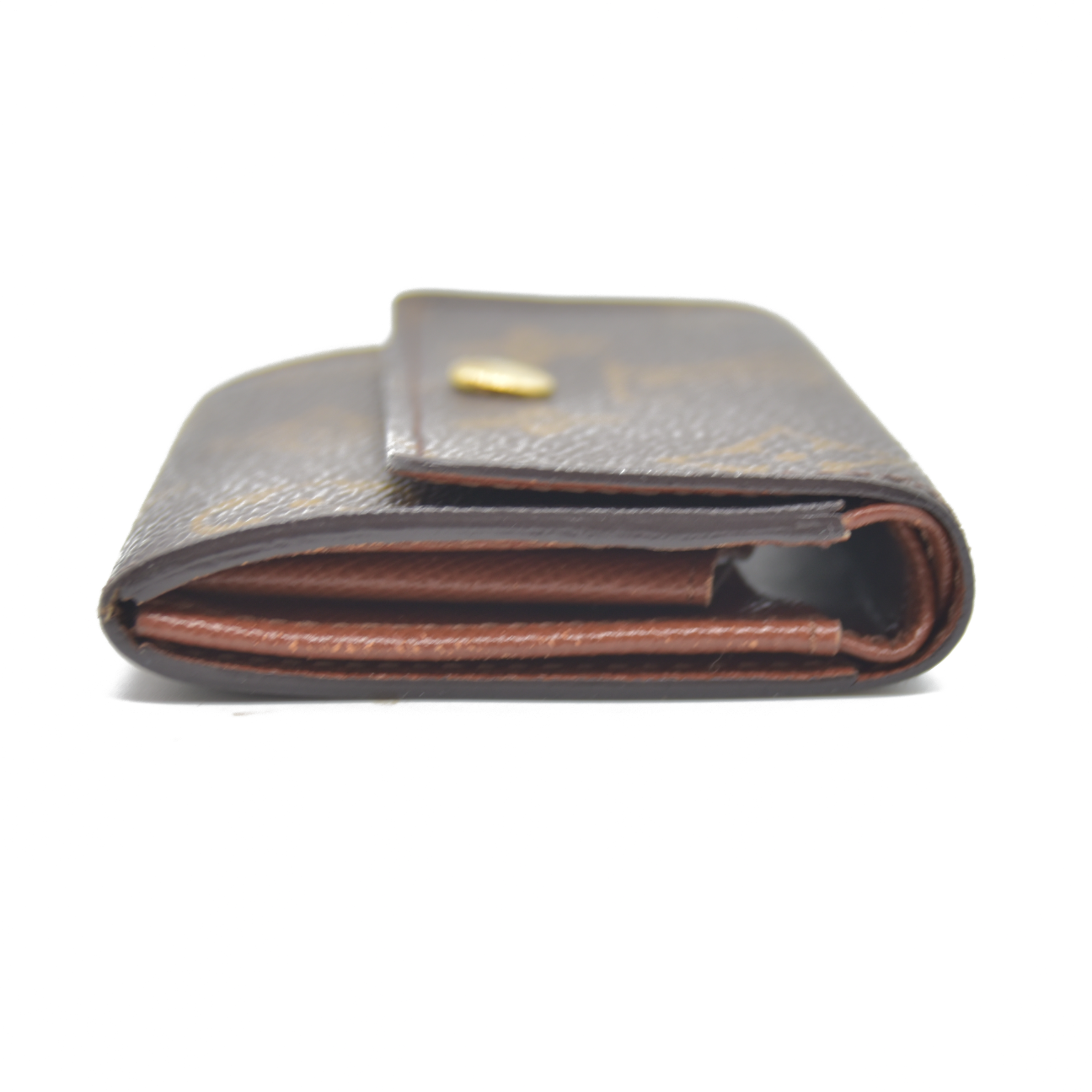 Louis Vuitton Monogram Porte Monnaie Plat Coin Purse Wallet Brown MI0011