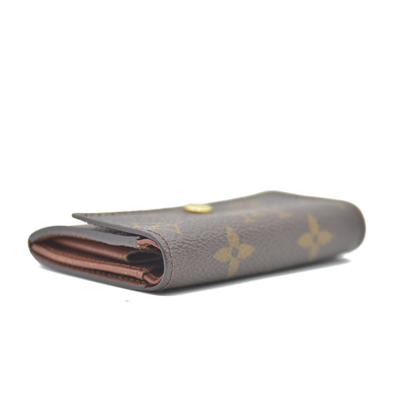 Louis Vuitton Monogram Porte Monnaie Plat Coin Purse Wallet Brown MI0011