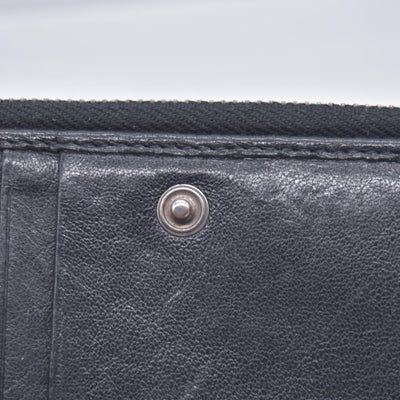 Saint Laurent Calfskin Matelasse Monogram Compact Zip Around Wallet Dark Grey CONSIGNMENT