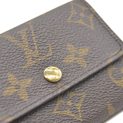 Louis Vuitton Monogram Porte Monnaie Plat Coin Purse Wallet Brown MI0011