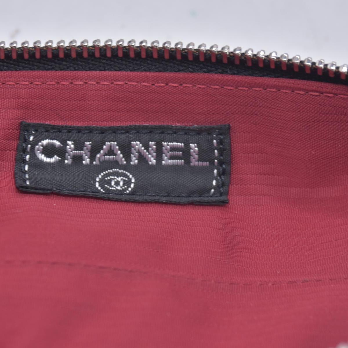$480 CHANEL Old Travel Line Pencil Case Cosmetic Pouch Black White CONSIGNMENT 10021626