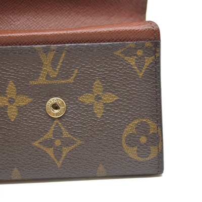 Louis Vuitton Monogram Porte Monnaie Plat Coin Purse Wallet Brown MI0011