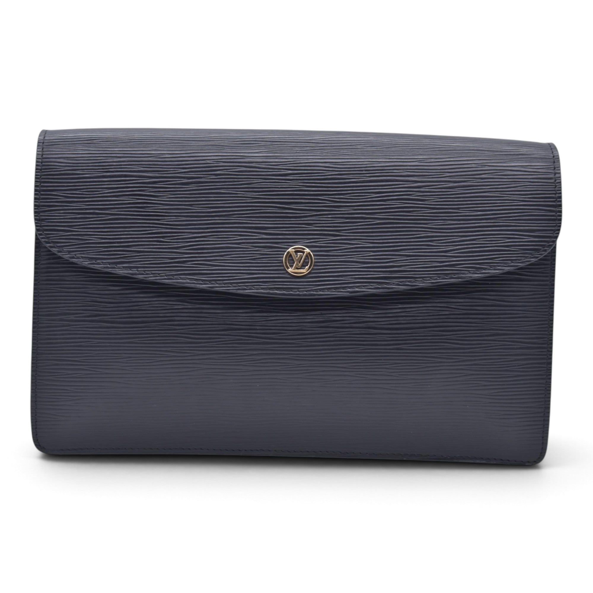$780 1990 LOUIS VUITTON Epi Art-Deco Pochette Clutch Bag Noir Black V.I. 1920 CONSIGNMENT 10021630