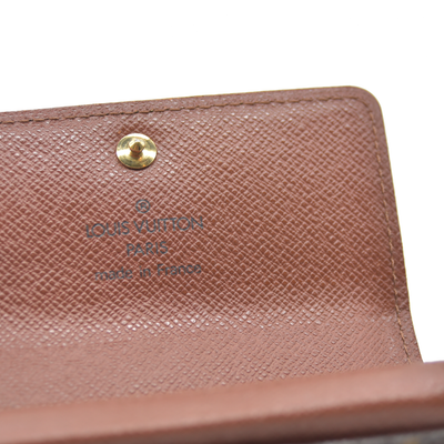 Louis Vuitton Monogram Porte Monnaie Plat Coin Purse Wallet Brown MI0011