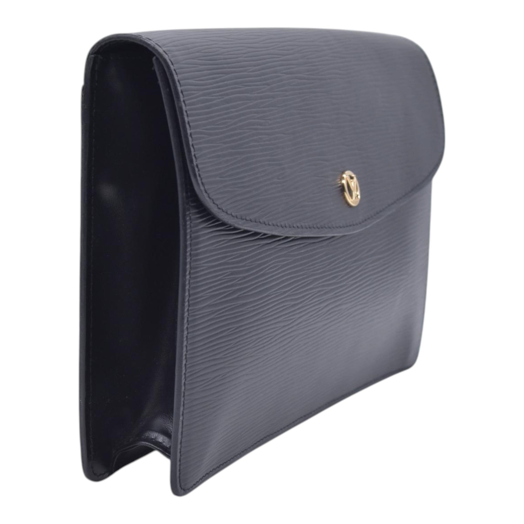 $780 1990 LOUIS VUITTON Epi Art-Deco Pochette Clutch Bag Noir Black V.I. 1920 CONSIGNMENT 10021630