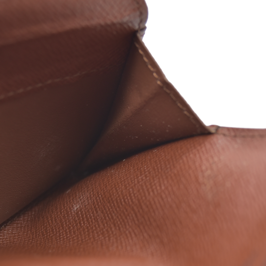 Louis Vuitton Monogram Porte Monnaie Plat Coin Purse Wallet Brown MI0011