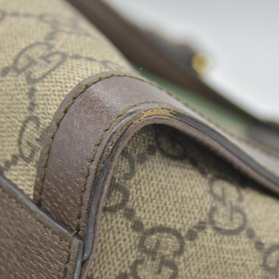 $2390 Gucci GG Supreme Monogram Web Medium Ophidia Tote Bag Brown
