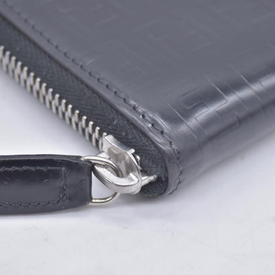 Fendi Patent FF Embossed Compact Zip Around Wallet Dark Navy CONSIGNMENT
