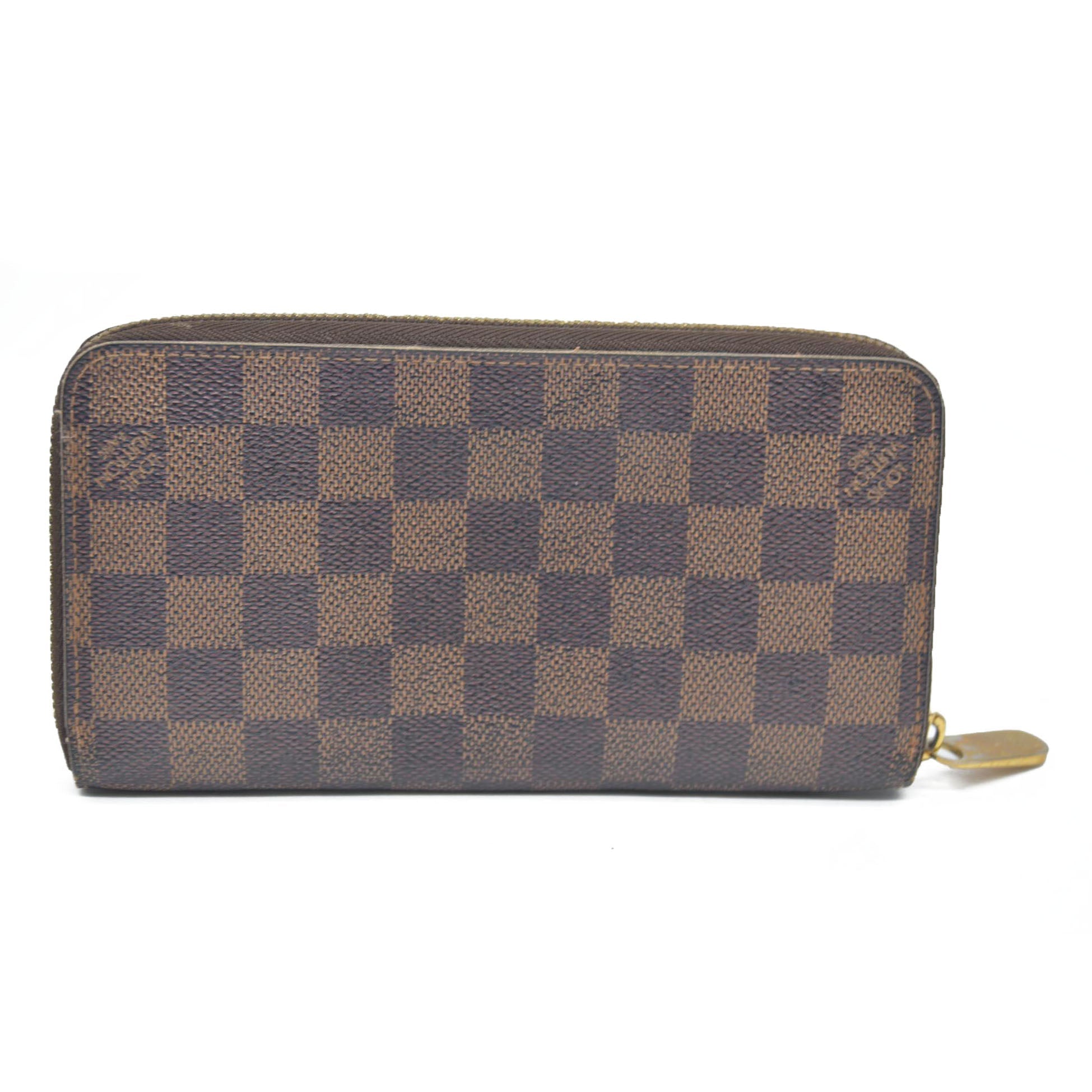 AUCTION $1060 Louis Vuitton Damier Zippy Zip Around Organizer Long Wallet Brown