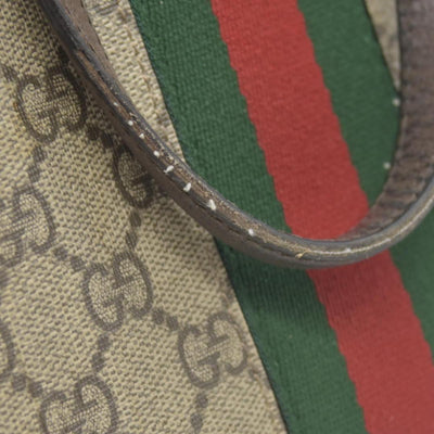 $2390 Gucci GG Supreme Monogram Web Medium Ophidia Tote Bag Brown
