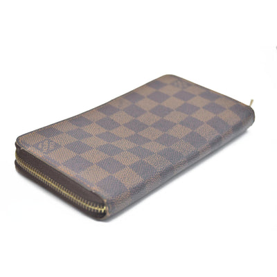 AUCTION $1060 Louis Vuitton Damier Zippy Zip Around Organizer Long Wallet Brown