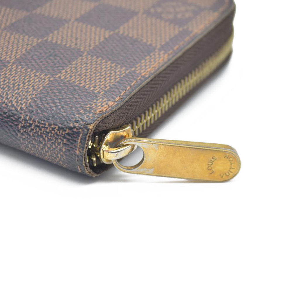 AUCTION $1060 Louis Vuitton Damier Zippy Zip Around Organizer Long Wallet Brown