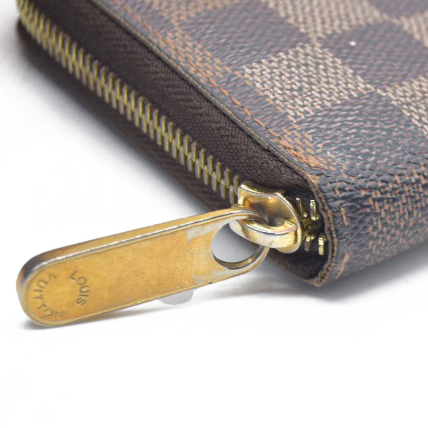 AUCTION $1060 Louis Vuitton Damier Zippy Zip Around Organizer Long Wallet Brown