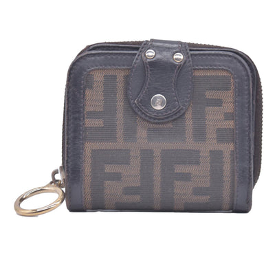 Fendi Zucca Canvas Compact Zip Around Wallet CONSIGNMENT