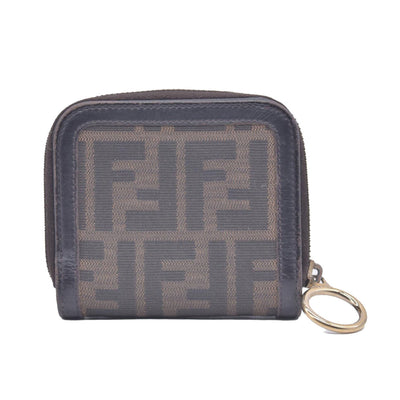 Fendi Zucca Canvas Compact Zip Around Wallet CONSIGNMENT