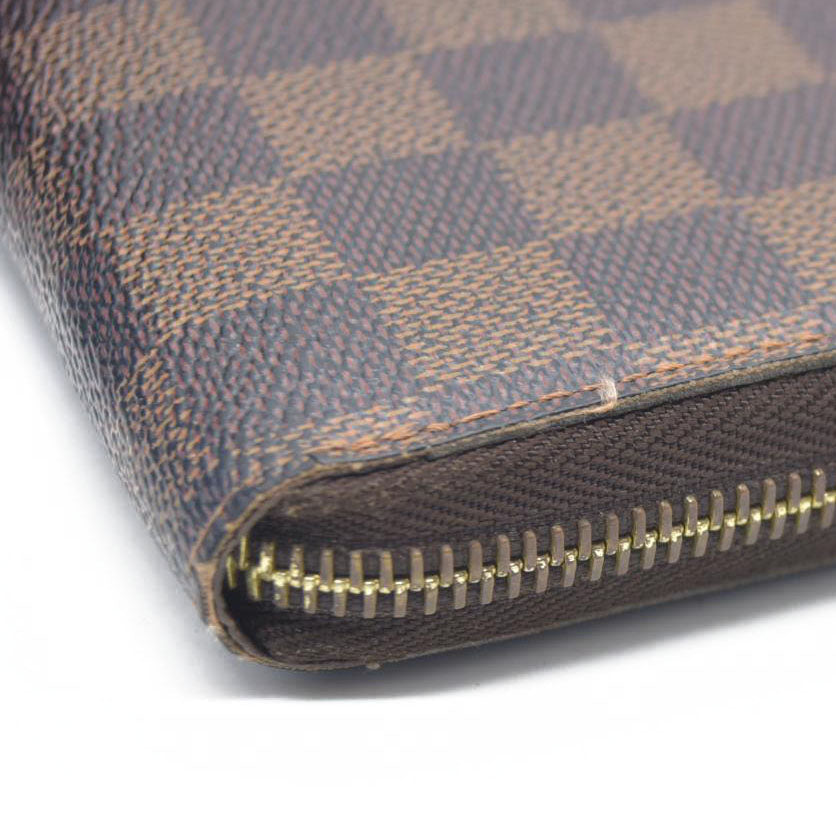 AUCTION $1060 Louis Vuitton Damier Zippy Zip Around Organizer Long Wallet Brown
