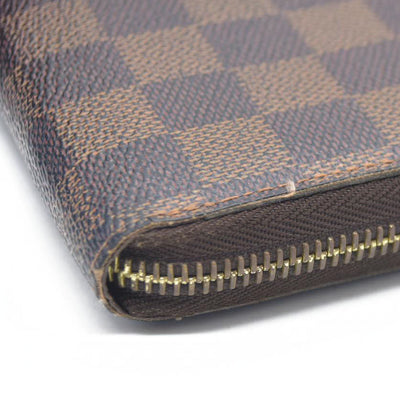AUCTION $1060 Louis Vuitton Damier Zippy Zip Around Organizer Long Wallet Brown